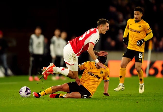 EPL: Arsenal charge back on top with Trossard, Odegaard goals against Wolves