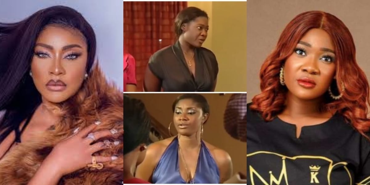 Netizens dig up old movie of Mercy Johnson and Angela Okorie in heated clash, many claim their beef started from moive