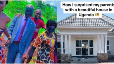 Moment lady secretly lands in country, surprises parents with 4-bedroom house