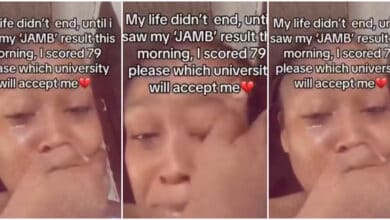 Video of beautiful lady breaking down in tears over which university will accept her after scoring 79 in JAMB causes buzz online