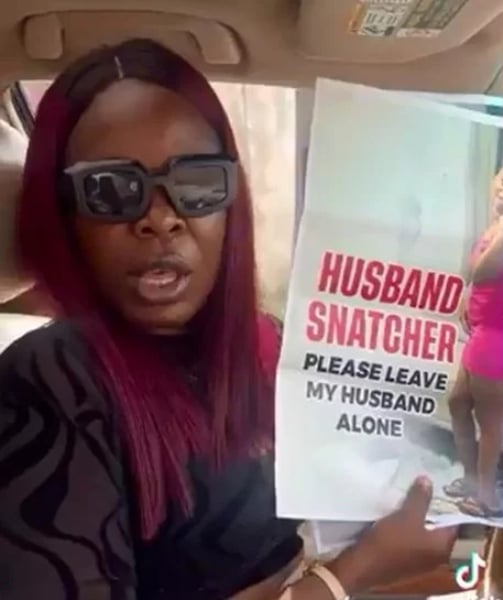 Woman pastes images of her husband’s alleged side chic around town