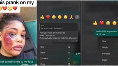 Pretty lady shares her ex's reactions after pranking him into believing her boyfriend brutalized her, it stuns many