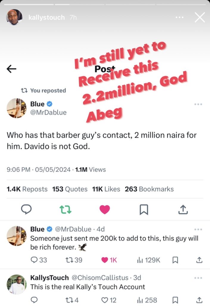 Abuja Barber cries out over silence from man who promised him N2m