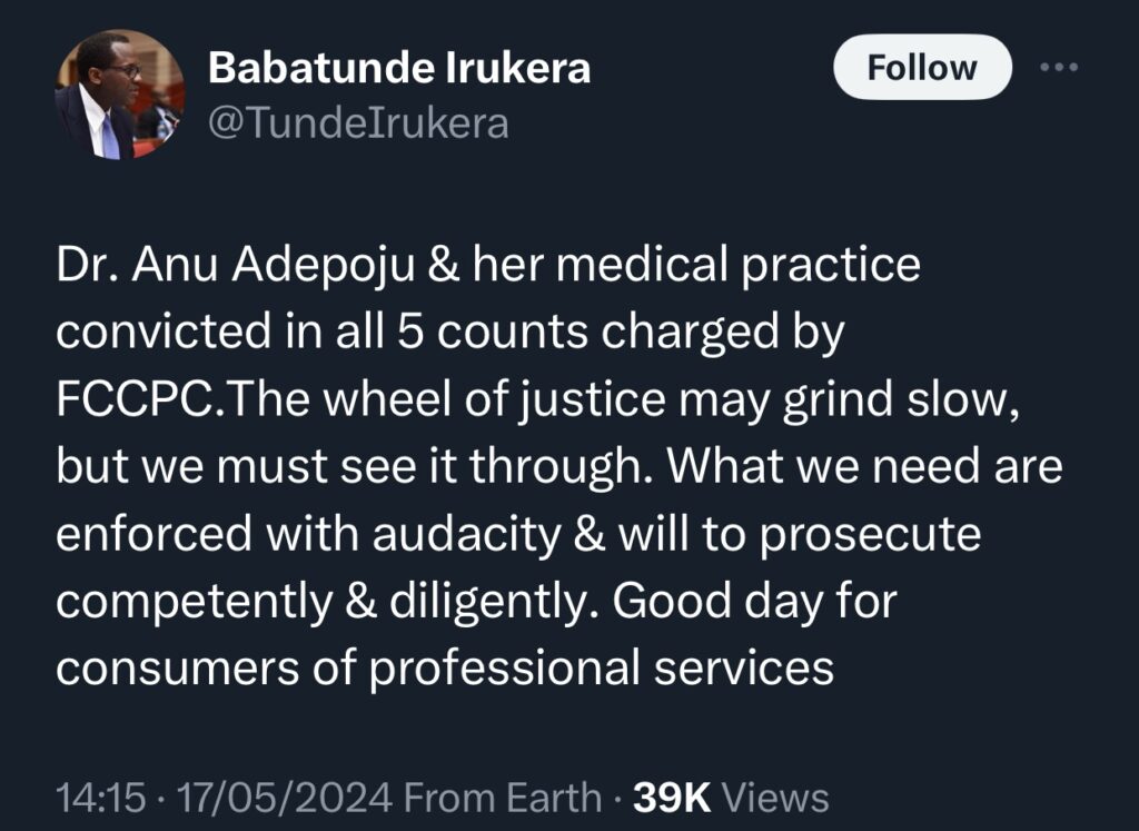 Popular BBL doctor, Anu Adepoju convicted by Lagos court over failed plastic surgery 