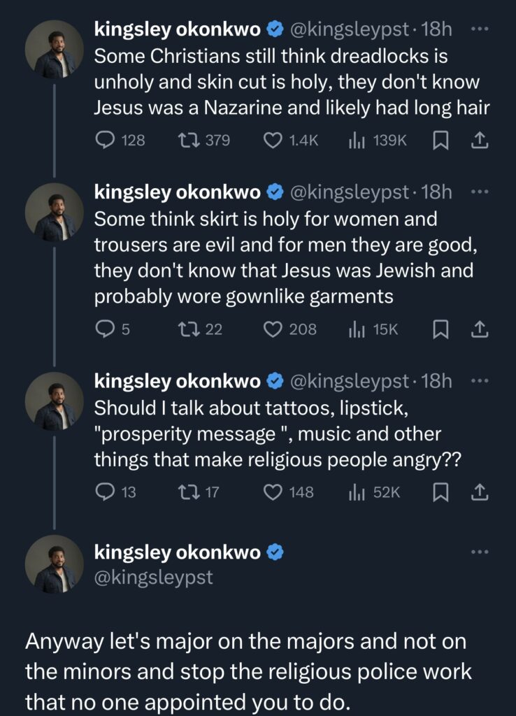 Pastor Kingsley shares controversial opinion on tattoos, dreadlocks and dressing 
