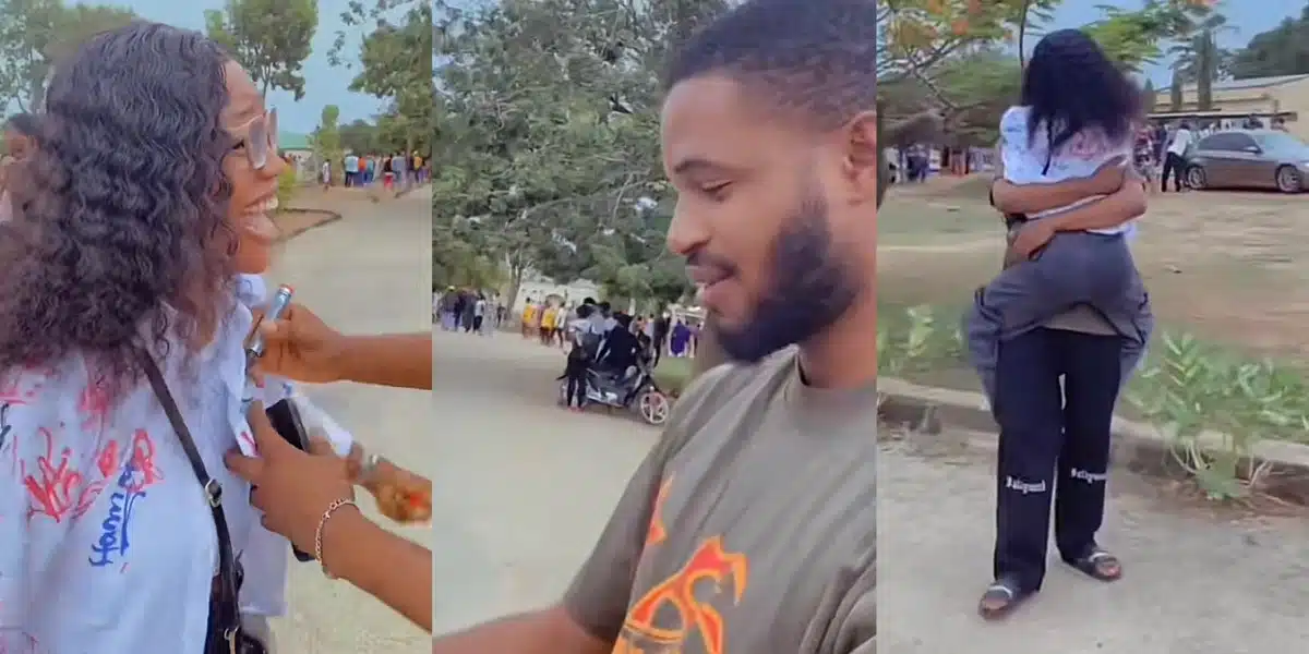 Lady specially appreciates boyfriend as she signs out from university