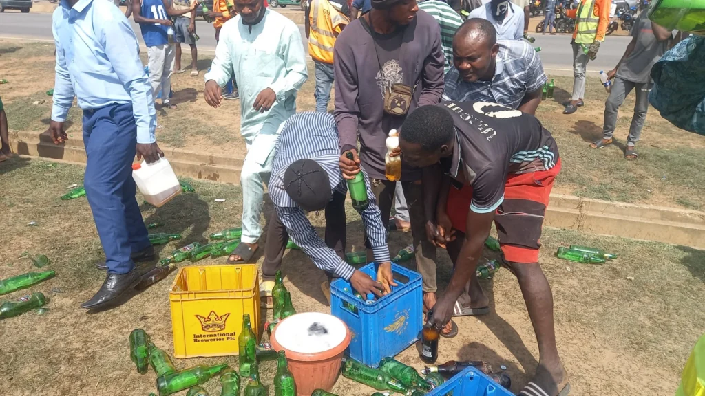 Abuja residents drink beer to stupor as truck transporting it crashes