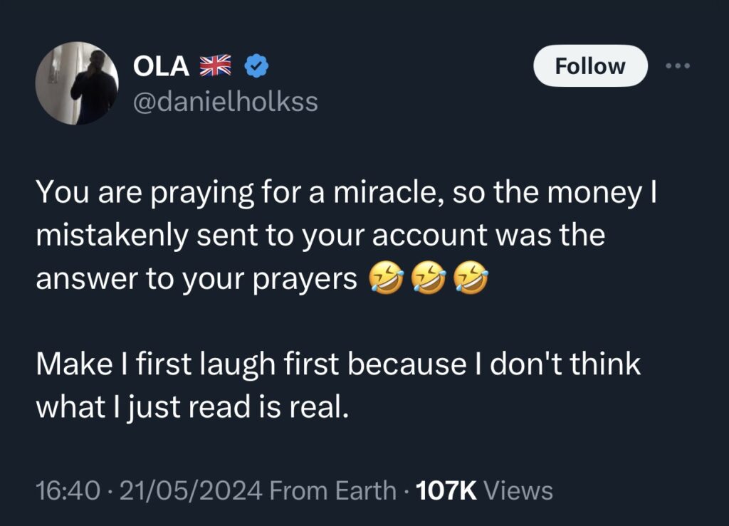 Man left wowed after friend spends his £1k he mistakenly sent to her account