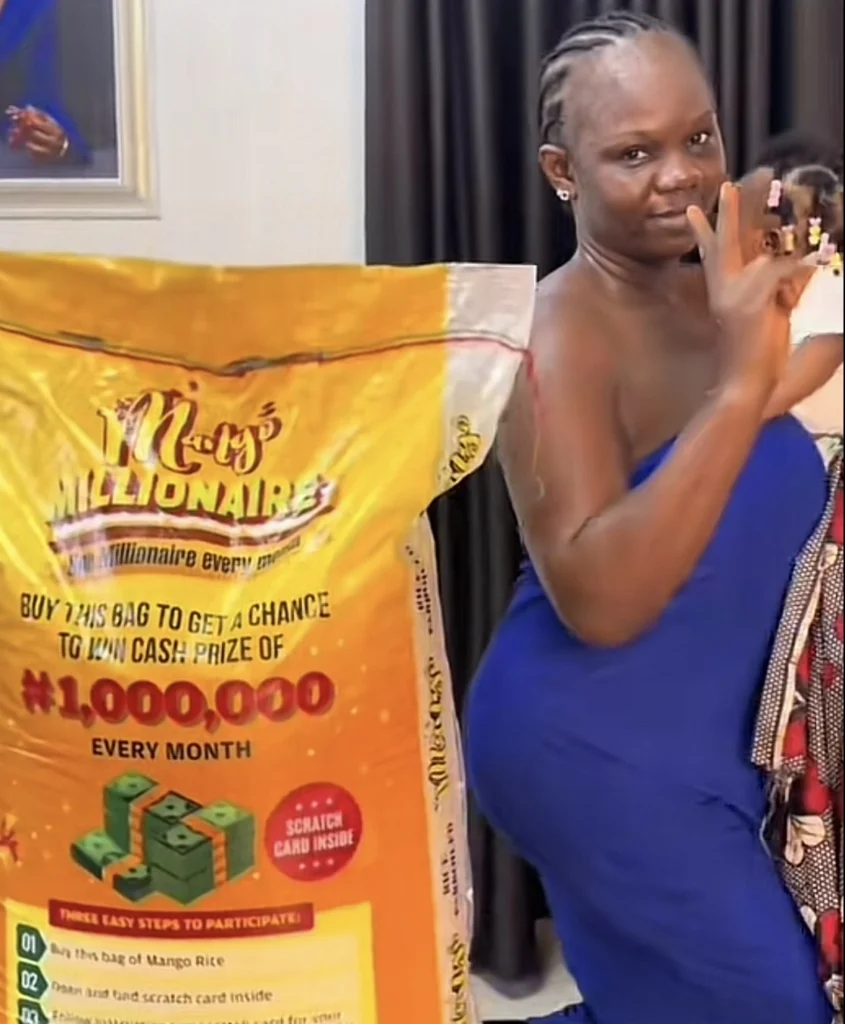 Lady organizes photoshoot with bag of rice due to soaring cost