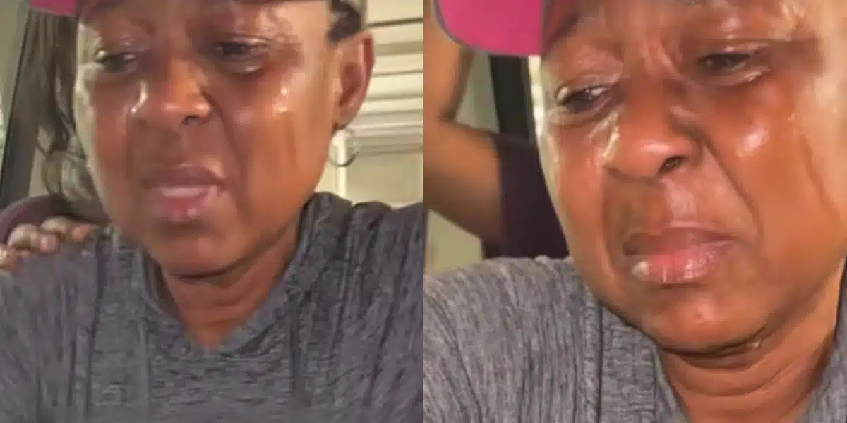 Grandmother breaks down in tears as she leaves grandson after omugwo