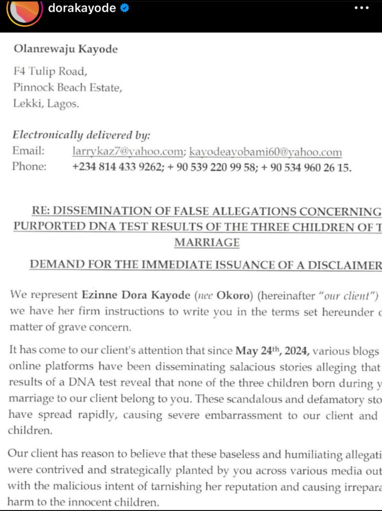 Dora Kayode breaks silence, responds to allegations of paternity fraud