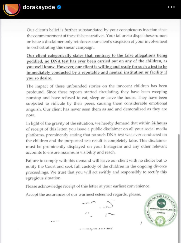 Dora Kayode breaks silence, responds to allegations of paternity fraud