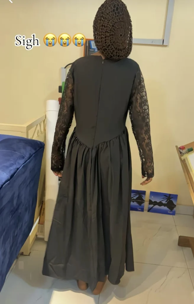 Nigerian lady shows off quality of outfit she ordered online