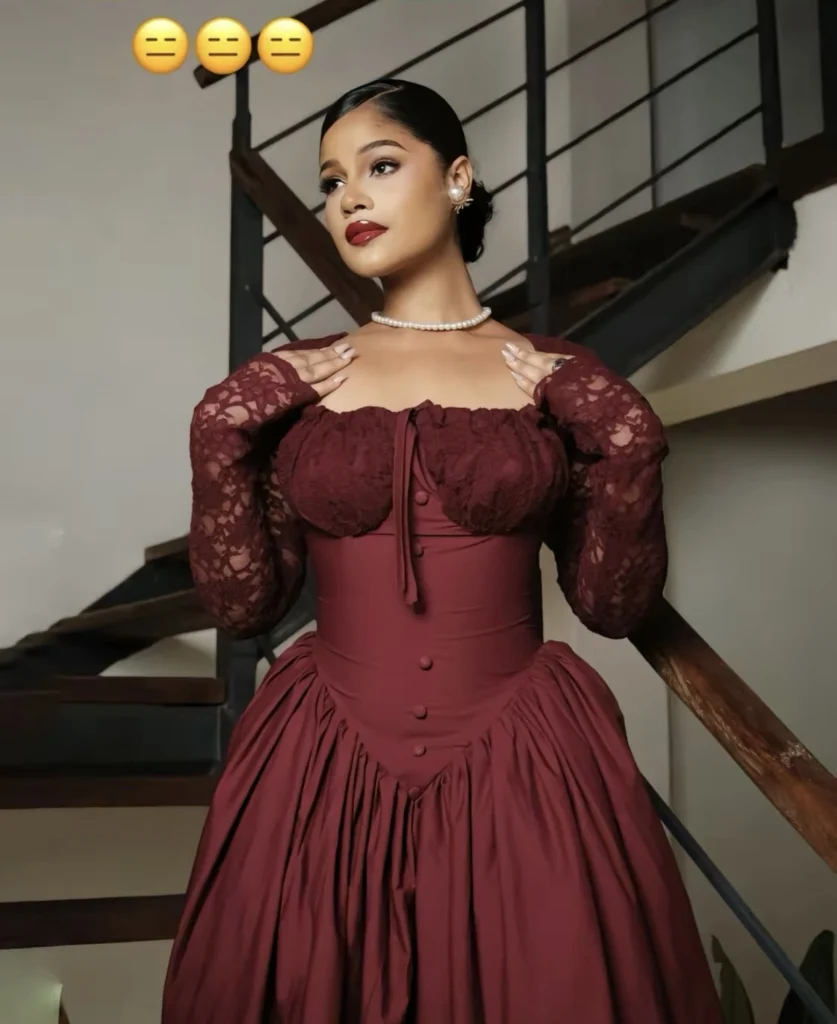 Nigerian lady shows off quality of outfit she ordered online