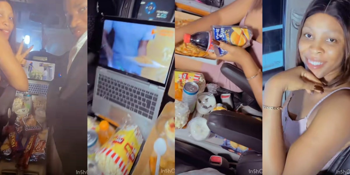 Nigerian lady sparks jealousy as she flaunts romantic car date with boyfriend on social media
