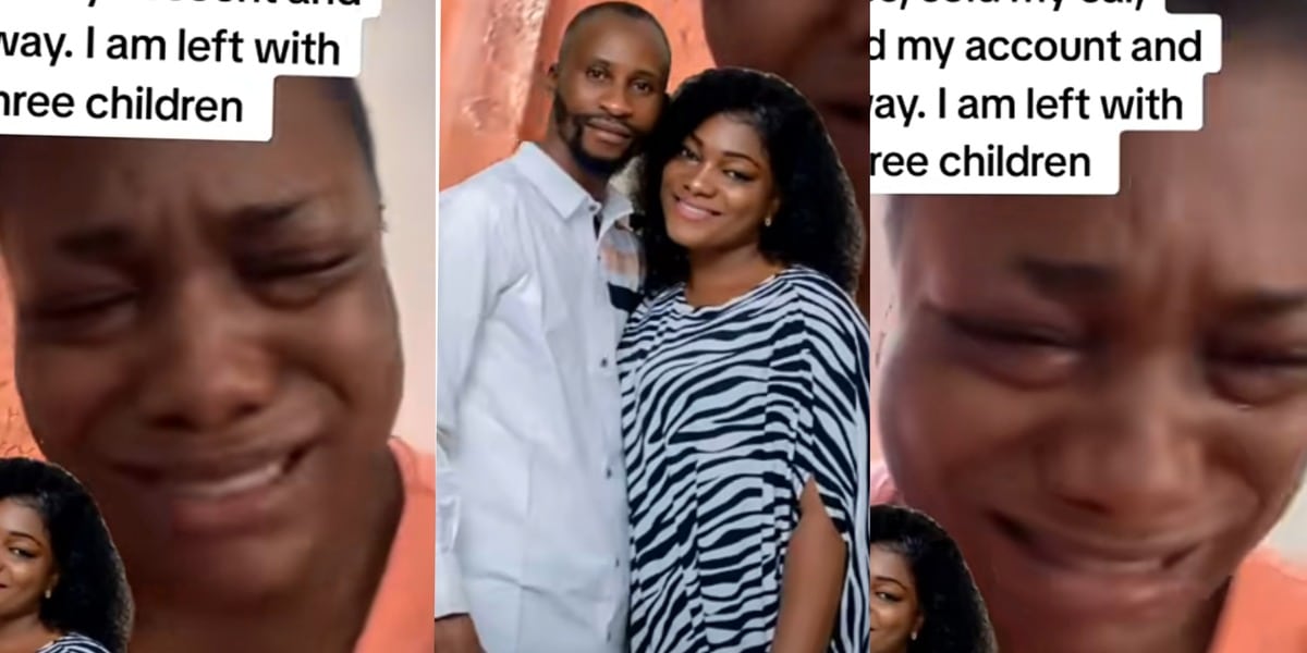 Marriage woman weeps as husband abandon 3 kids, sells house, her car, empties her account and flees