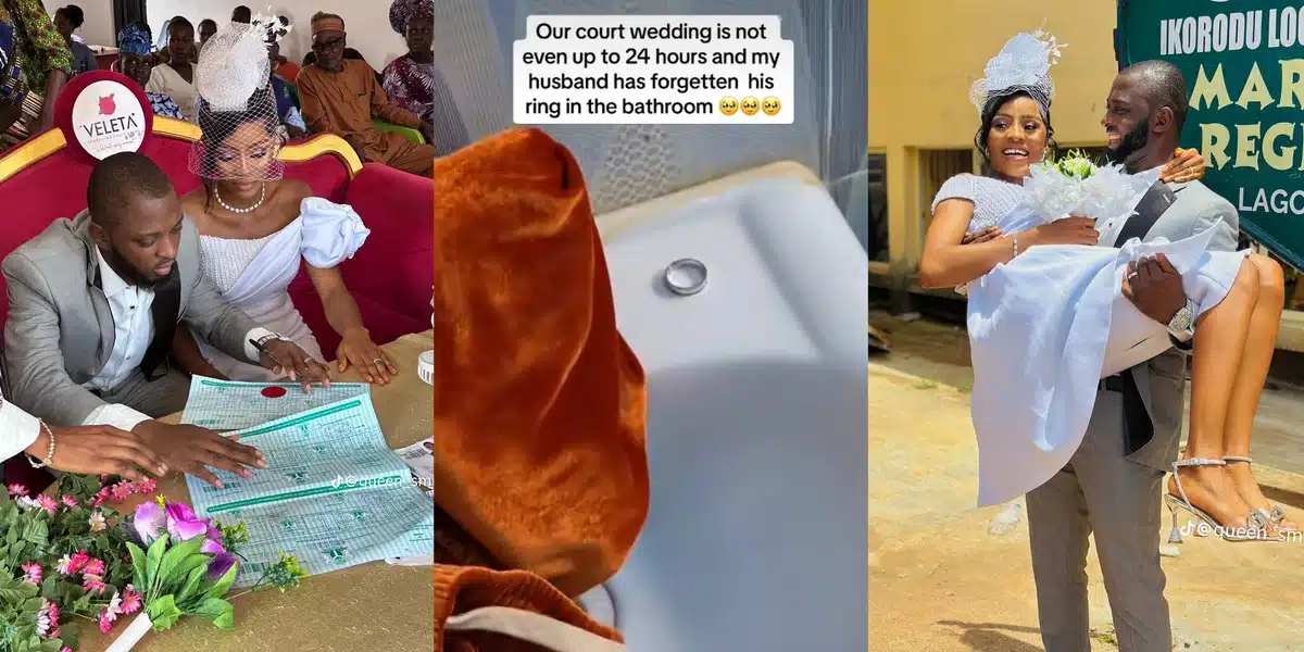 Newlywed husband forgets wedding ring in bathroom just 24 hours after court wedding