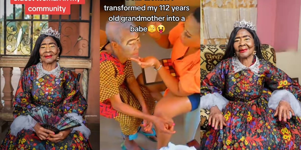 Nigerian lady uses makeup to transform 112-year-old grandmother into a 'fine babe'
