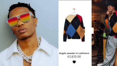 Wizkid spends big on fashion, wears ₦4.2 million Loewe Argyle sweater