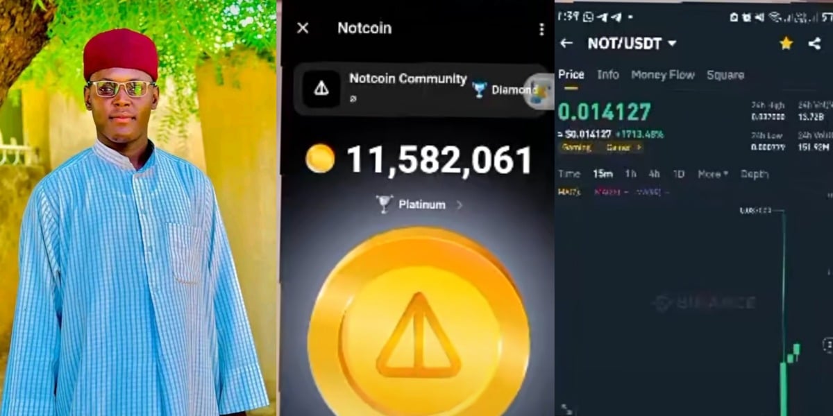 Nigerian man celebrates earning 0 from Notcoin tapping, shares proof online