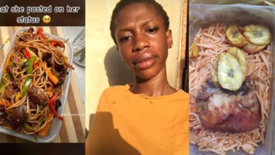 Nigerian lady expresses disappointment as she receives food ordered from WhatsApp vendor