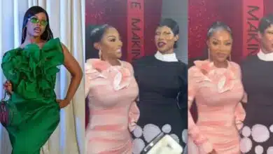 Reactions trail as Tacha attends Toke Makinwa's fragrance collection launch