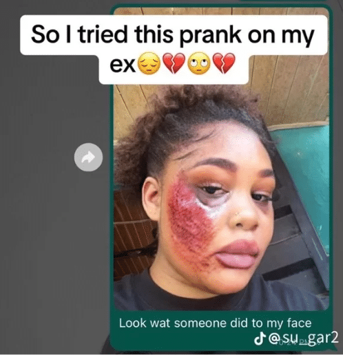 Pretty lady shares her ex's reactions after pranking him into believing her boyfriend brutalized her, it stuns many
