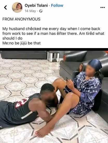 Lady cries out as husband inspects her private parts every day she returns from work