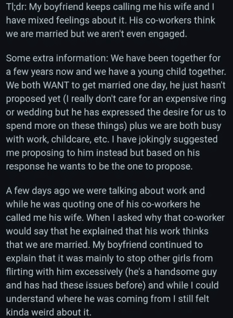 Lady cries out as boyfriend always refers to her as 'wife' to his friends yet never proposes