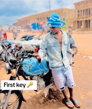 Young man motorcycle receipts 