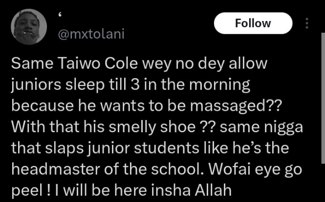 Secondary school junior accuses Wofai Fada's husband of bullying during school years