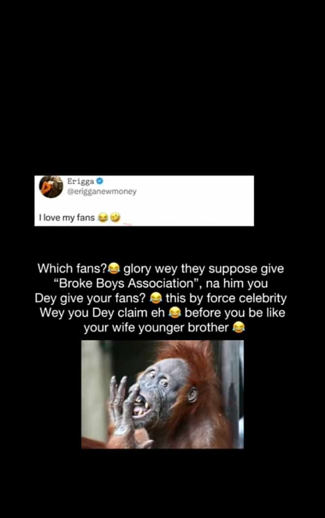 Saida Boj blasts Erigga after appreciating his fans over ban of her social media accounts