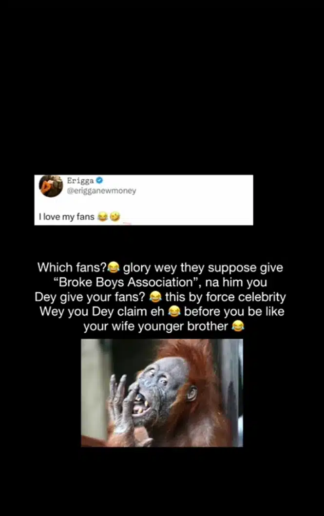 Saida Boj blasts Erigga after appreciating his fans over ban of her social media accounts