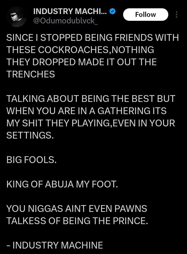 Odumodublvck slammed over post about enemies in music industry