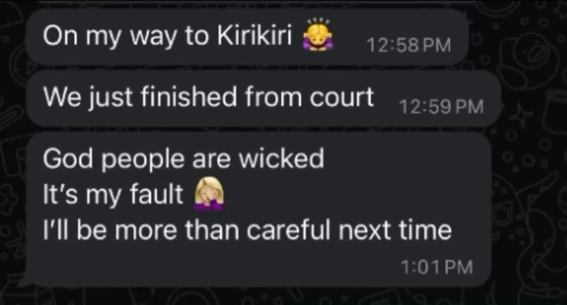 Nickie Dabarbie arrastada ao tribunal e acaba na prisão de KiriKiri 