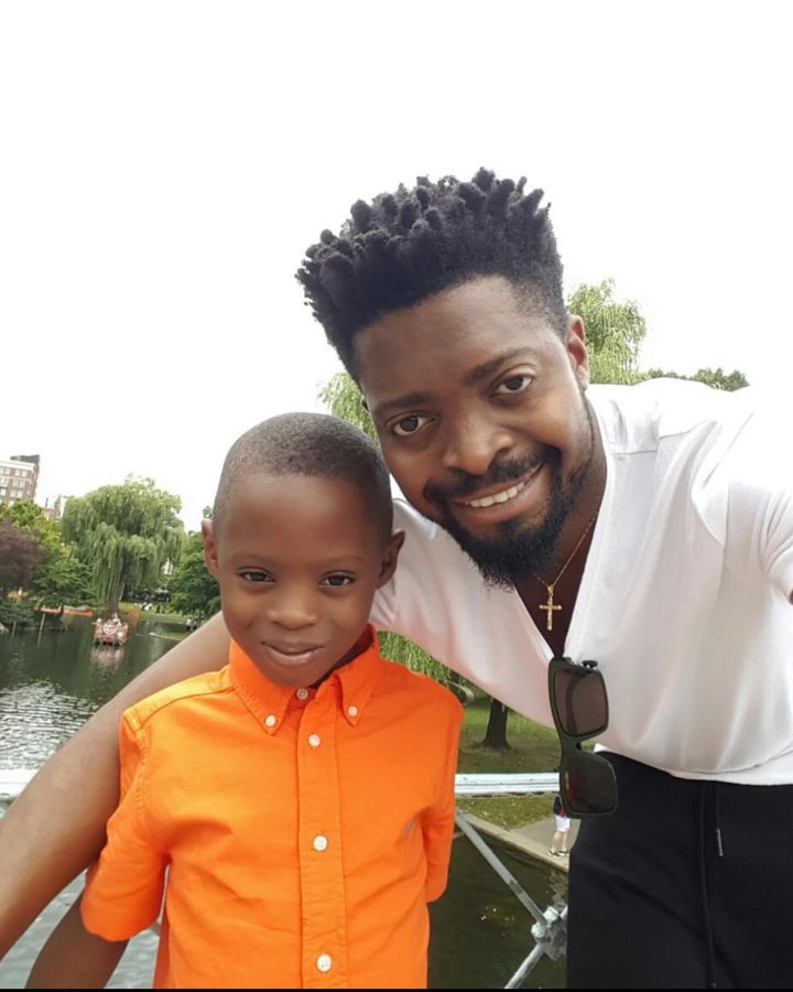Throwback photo of Basketmouth and his son, Jason