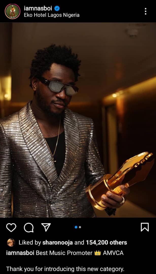 AMVCA 2024: Nasboi names himself 'Best Music Promoter'