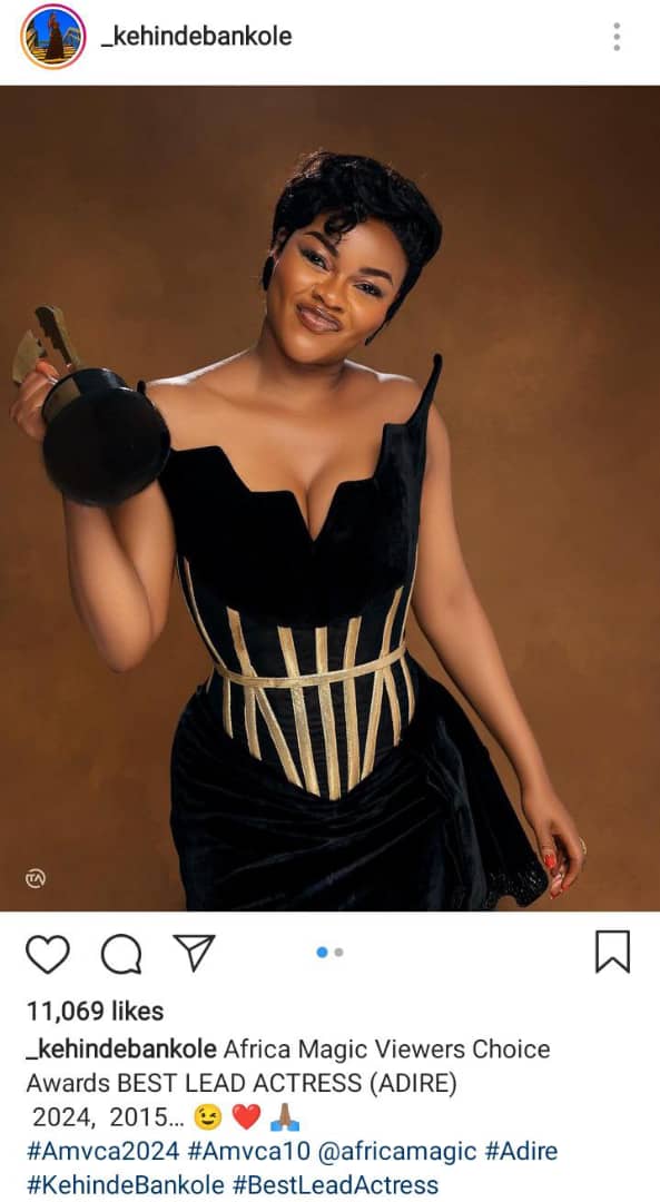 AMVCA10: Kehinde Bankole overjoyed as she bagged 'Best Lead Actress' award