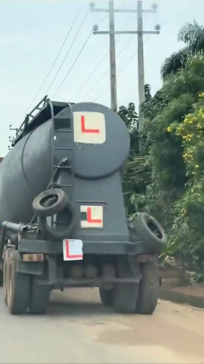 Nigerian man expresses shock after spotting a driver learning to drive with truck
