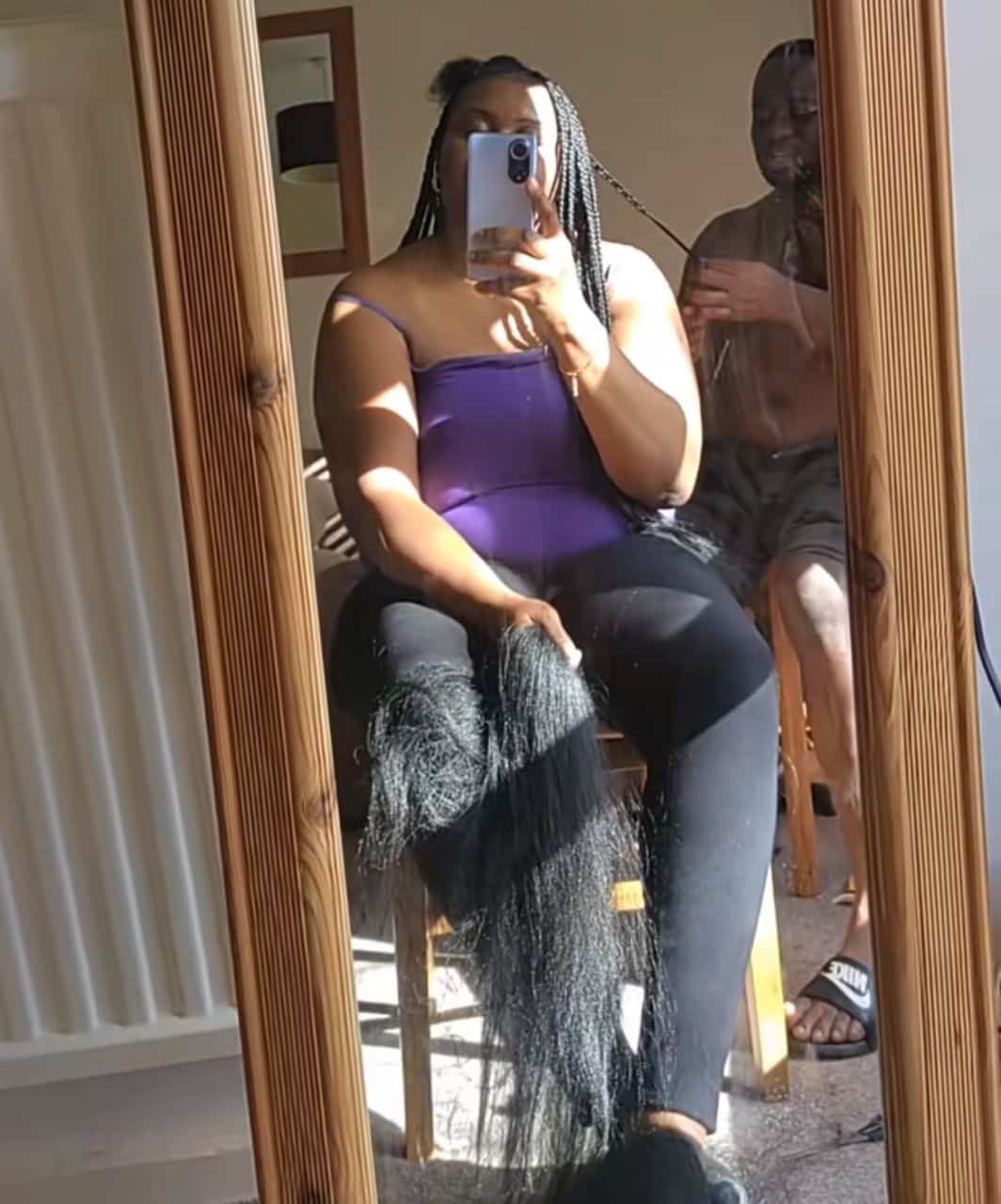 Woman saves £100 in UK as husband neatly braids her hair