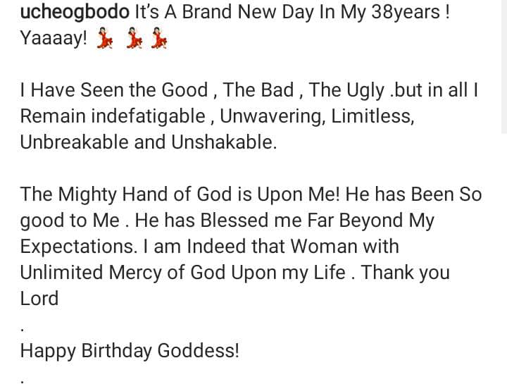 Uche Ogbodo shares sultry photos as she marks 38th birthday