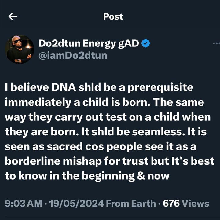 Do2dtun suggests DNA test as prerequisite immediately after childbirth