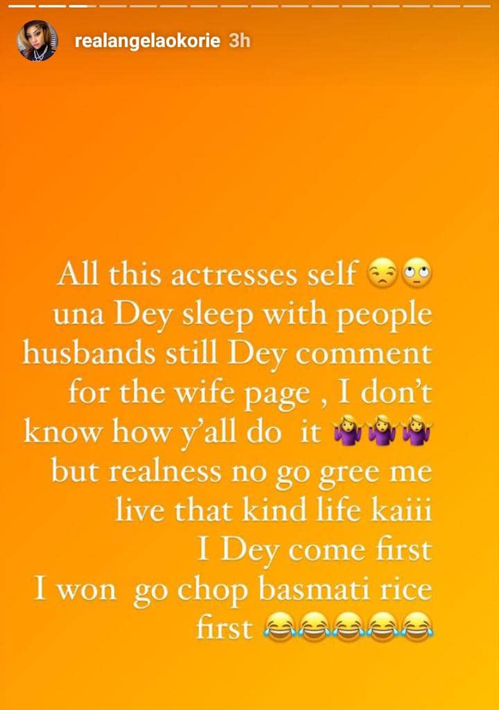 Angela Okorie subtly shades actresses who sleep with married men