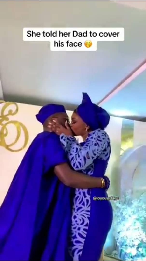 Moment bride asks father to close his eyes before kissing groom on wedding day