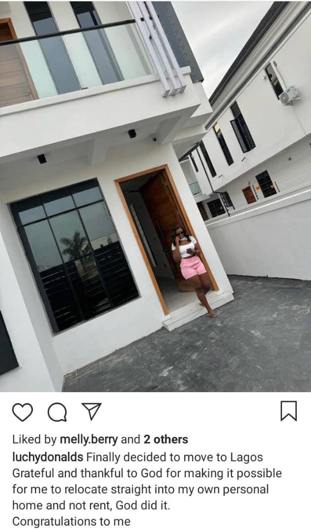 Luchy Donalds acquires new house, relocates to Lagos