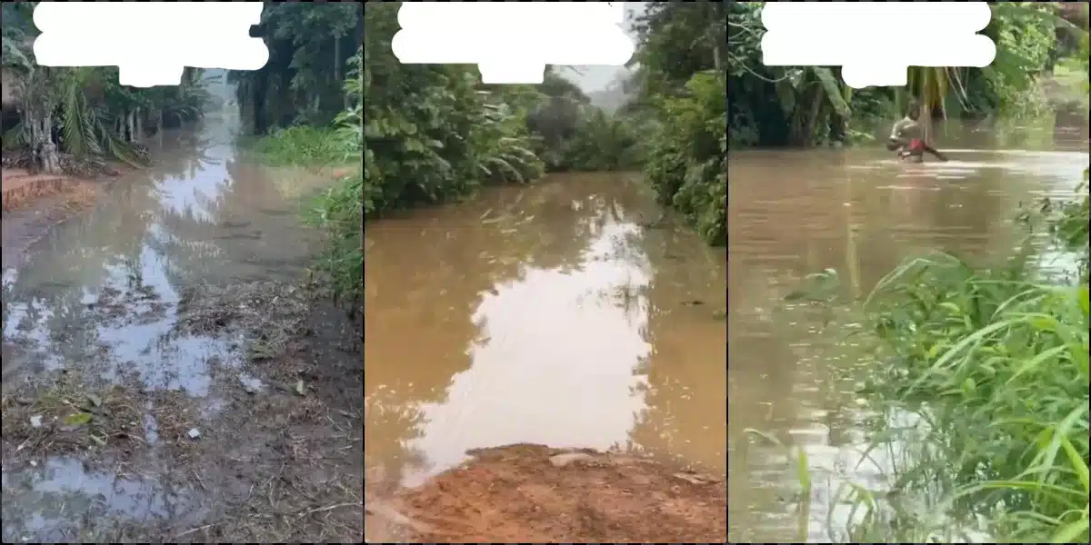 Lady shares condition of roads after traveling for event in Abia state