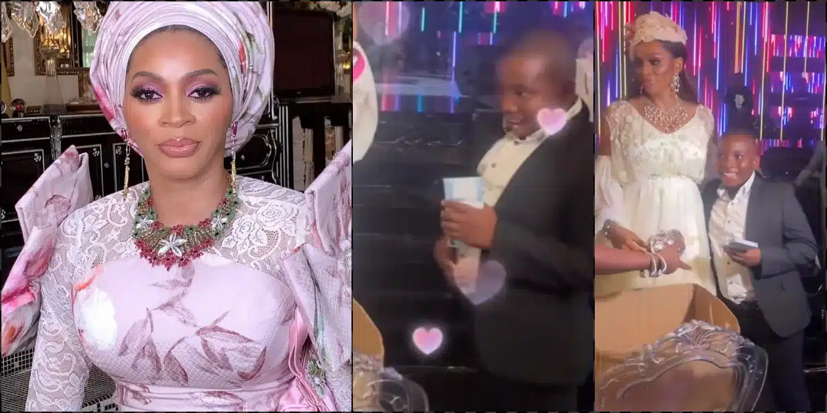 Moment Shade Okoya shocks little boy with N100K cash gift