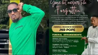 Junior Pope's family unveils official burial arrangement, adds 'husband' to poster