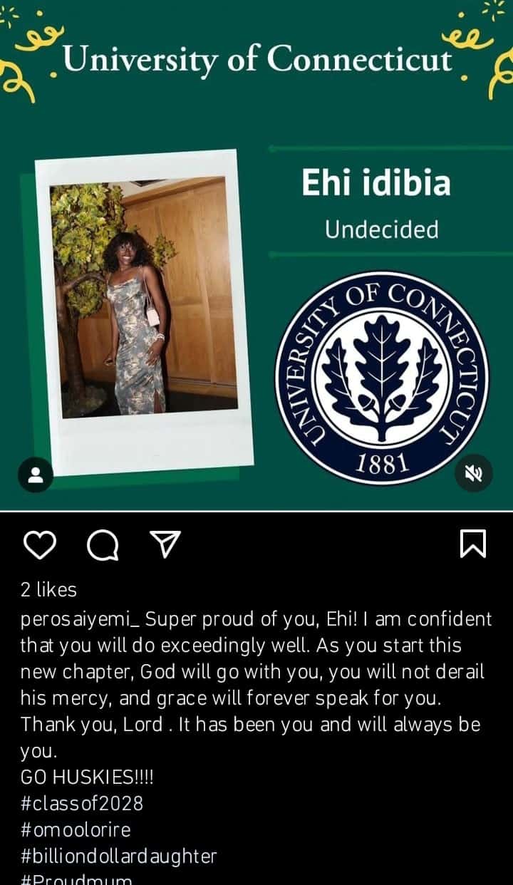 Pero proud as her daughter with 2Face bags university admission in America