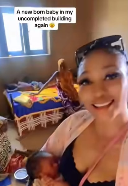 Lady visits her uncompleted building, shares what she found